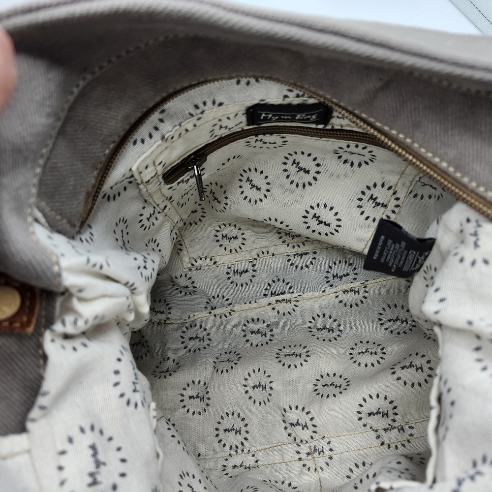 Myra Bag Leather & Cotton Crossbody/shoulder Bag - Picture 6 of 8